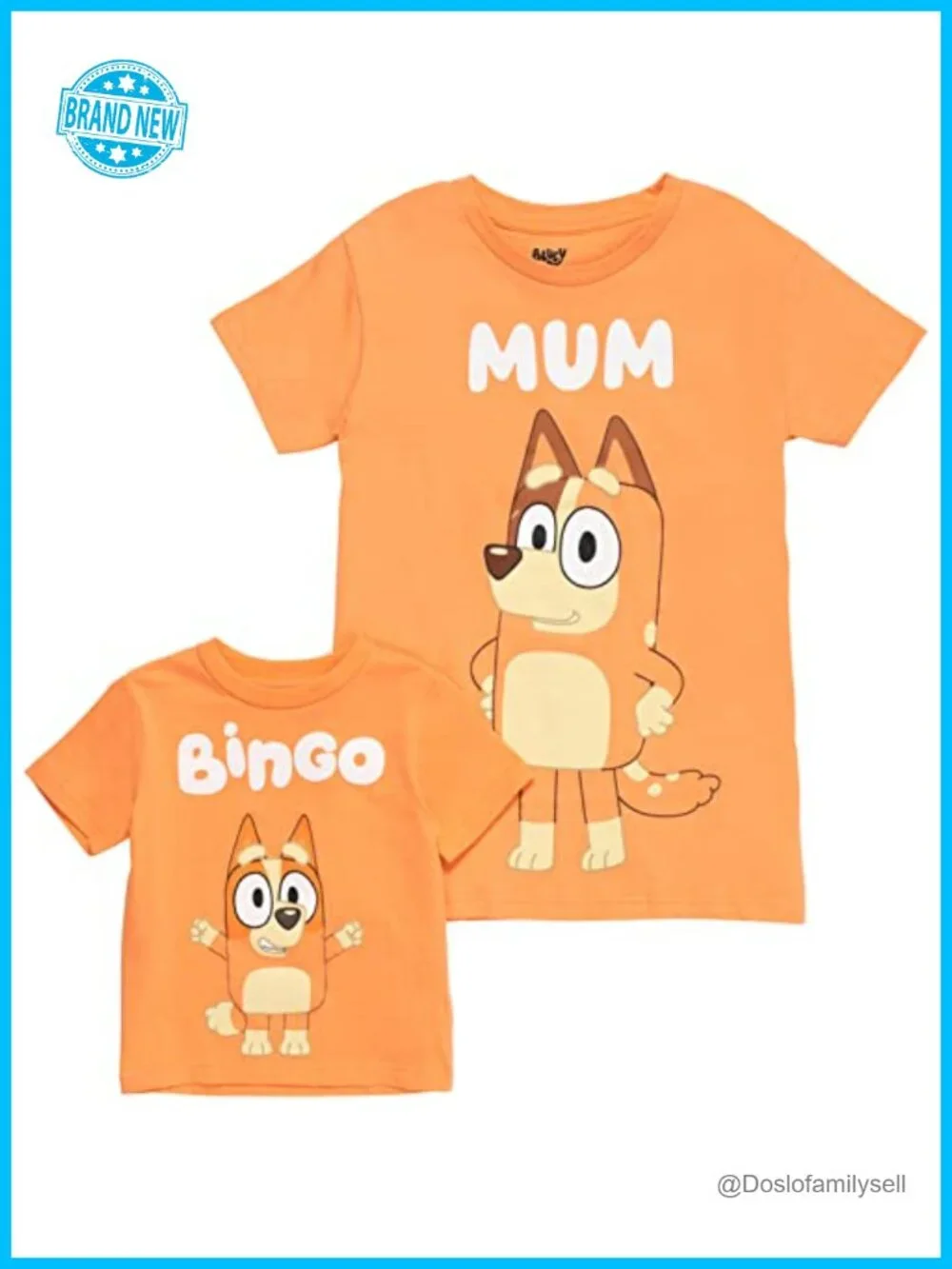 Bluey Matching Family Short Sleeve T-Shirt - Soft Cotton Blend Crewneck Tee